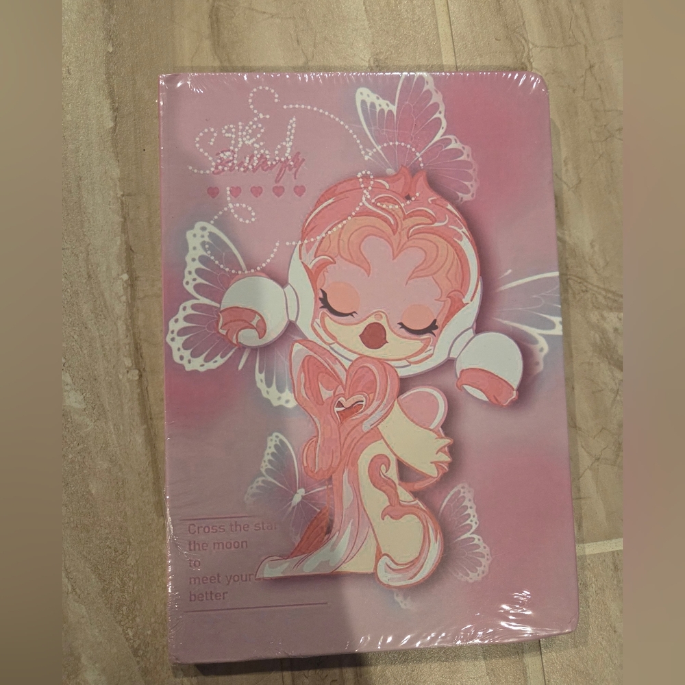 Pink and White Cartoon Character Notebook